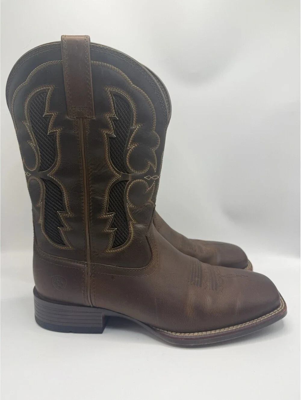 Ariat Mens Dash VentTek Brown Square Toe Ultra Western Boots Sz 10 EE